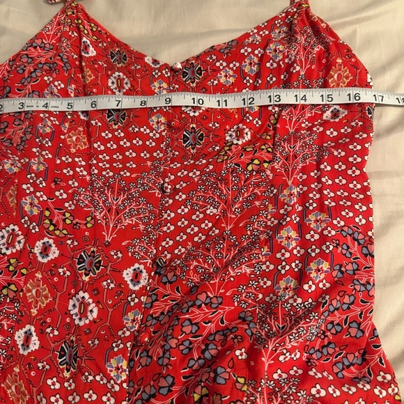 Abel The Label Lola Women Size L Midi Dress Button Front Ruffle Hi Lo Hem Cutout - Picture 9 of 11